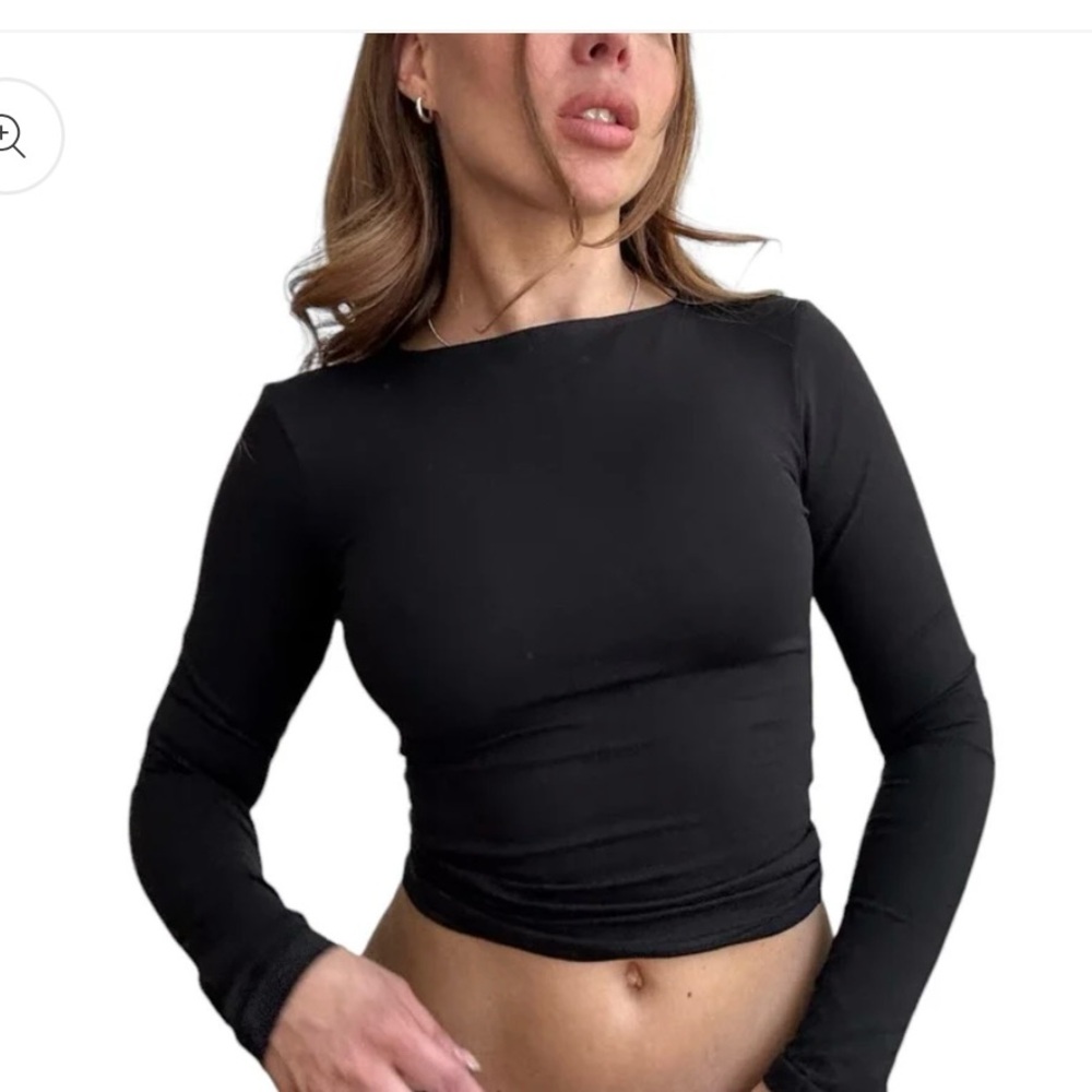 rendal long sleeve cotton boat neck top